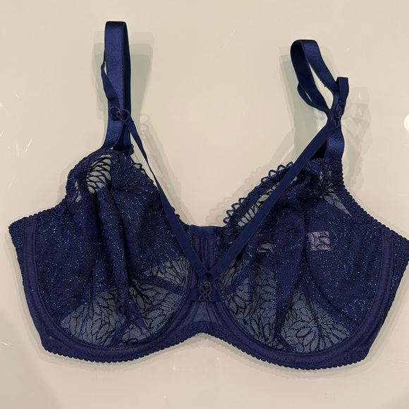 Blue glitter Prima Donna lace bra - size UK 32 F - Picture 4 of 5